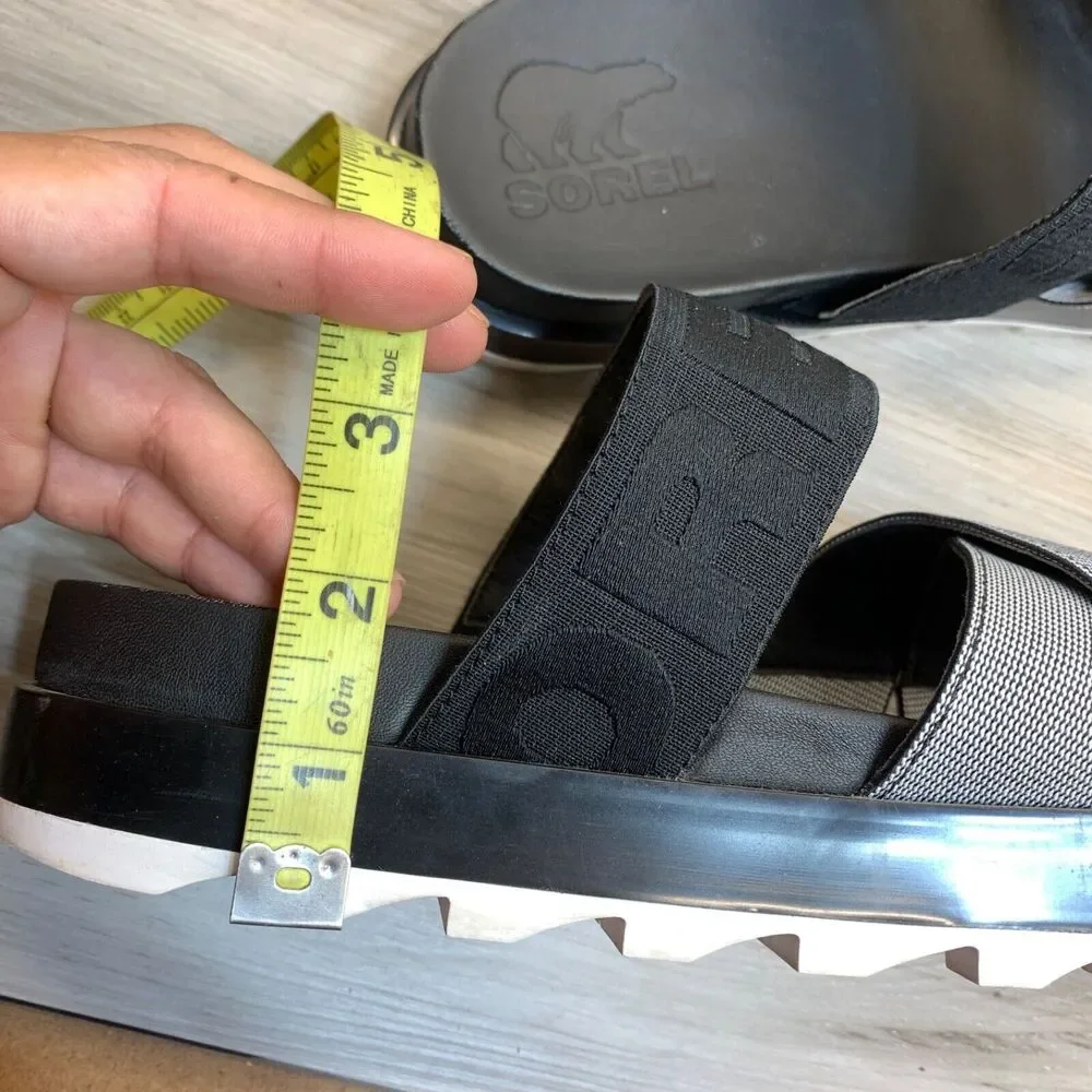 SOREL Women’s Roaming Sport Slide Sandals Black White Size 11 Shoes‎